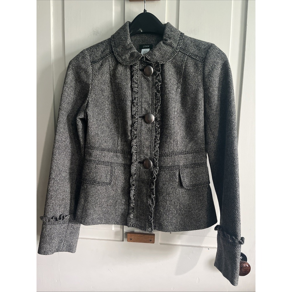 J. CREW Finest Scottish Cloth  Robert Noble Wool/silk Womens Ruffle Blazer